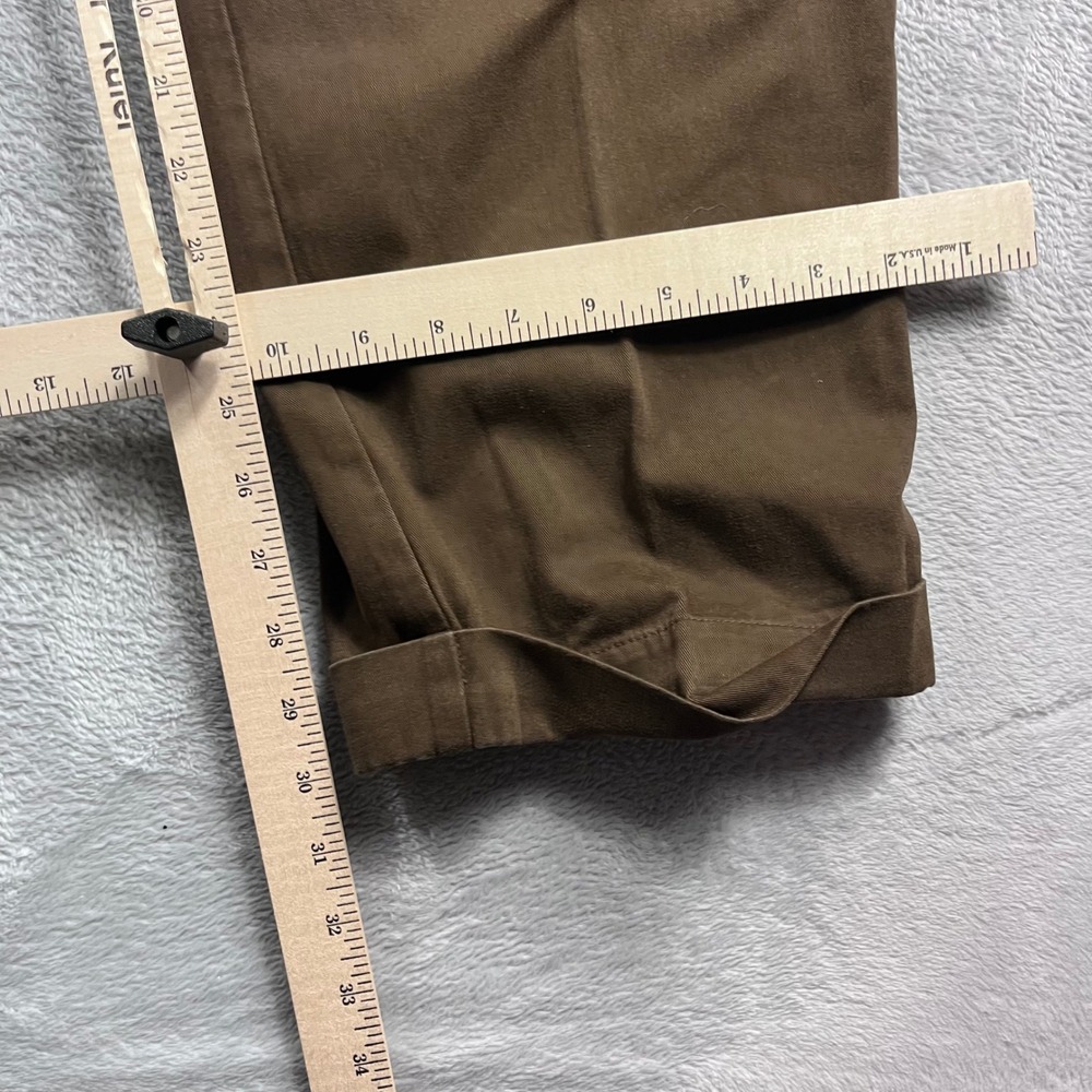 Polo Ralph Lauren Hammond Pant Mens 36/30 Brown Pleated Cuffed Cotton Chinos - Picture 7 of 12